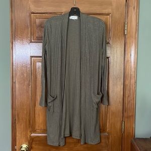 Green Ribbed Cardigan